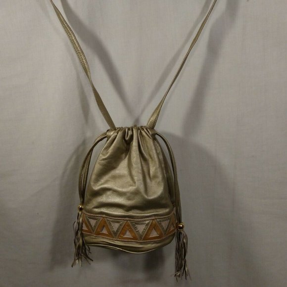Portofino Collection Gold Leather Purse shoulder - Picture 1 of 8